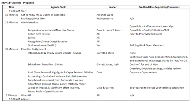 Agenda Example