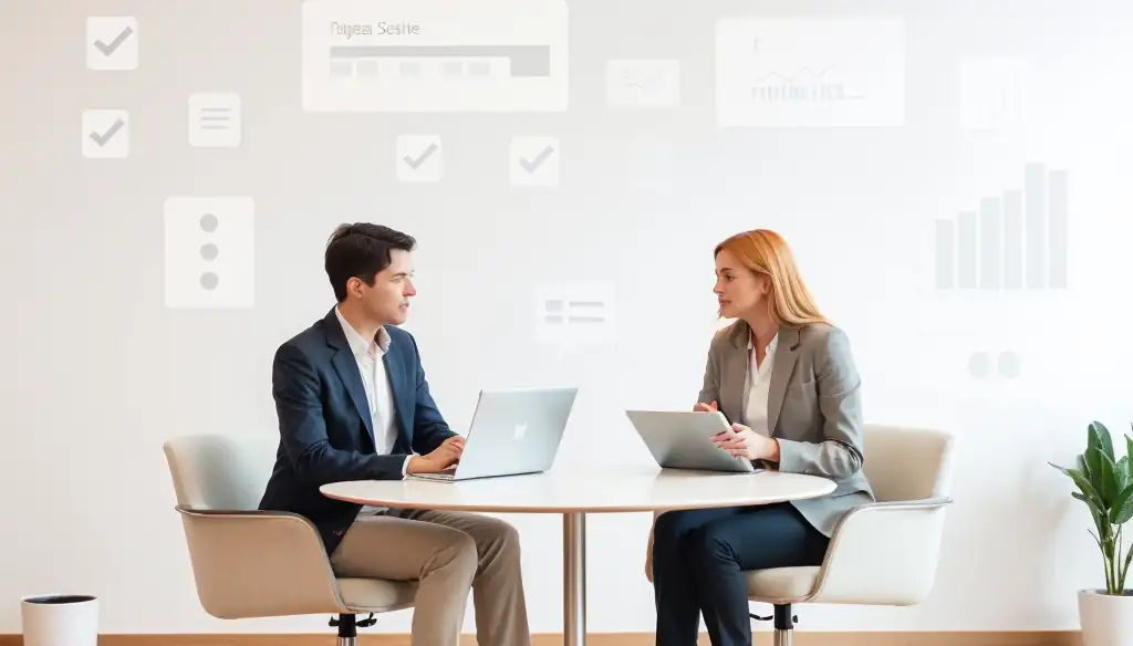 Employees taking an exit interview survey