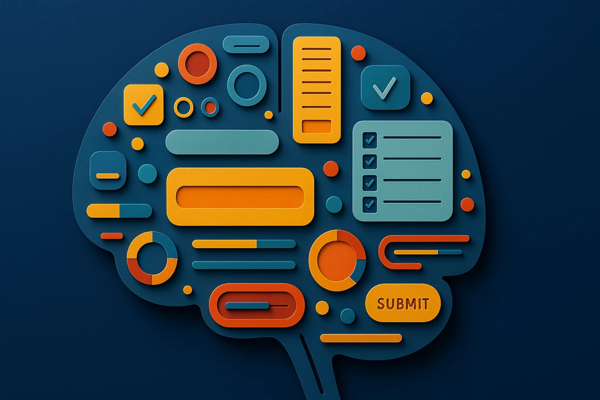 Collage of SurveyMonkey alternative logos in an abstract brain cutout style